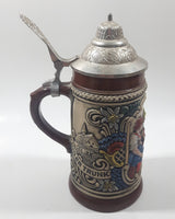 Vintage Original Gerzit Gerz West Germany Kuhler Trunk Bavarian Themed 7" Tall Lidded Stein Cracked