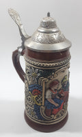 Vintage Original Gerzit Gerz West Germany Kuhler Trunk Bavarian Themed 7" Tall Lidded Stein Cracked