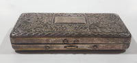 Vintage Engraved Silver Plate Small Cigarette Holder Hinged Case