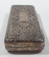 Vintage Engraved Silver Plate Small Cigarette Holder Hinged Case