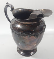 Antique Majestic Old English Reproduction 6190 S.P.B.M. Silver Plated Brass Metal 8" Tall Wine Grape Themed Pitcher Jug