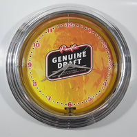 Pacific Genuine Draft Beer 'Cold Filtered Brewed With Pure Spring Water' Yellow Neon 14 1/2" Diameter Round Wall Clock