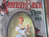 Vintage Anheuser Busch Original Budweiser 16" x 20" Wood Framed Advertising Mirror - Pub, Lounge, Man Cave Collectible