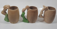 Antique Nude Women in Suggestive Poses Barrel Shape 4 1/2" Ceramic Pottery Mugs Set of 3