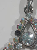 Chandelier Style Clear Sparkling Rhinestone with Dangling Plastic Drop Beads Metal Pendant