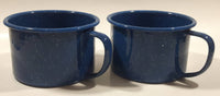 Dark Blue Enamel Metal Soup Bowl Cups with Handles