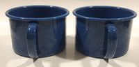 Dark Blue Enamel Metal Soup Bowl Cups with Handles