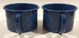 Dark Blue Enamel Metal Soup Bowl Cups with Handles