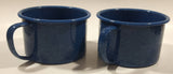 Dark Blue Enamel Metal Soup Bowl Cups with Handles