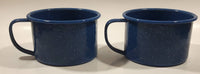 Dark Blue Enamel Metal Soup Bowl Cups with Handles