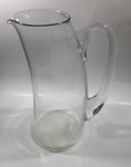 Unique Curved Shaped Heavy Clear Glass 10 1/2" Tall Water Pitcher Jug