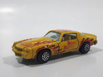 Vintage Yatming Chevy Camaro Z28 Road Burner Yellow with Red Flames No. 1077 Die Cast Toy Muscle Car Vehicle with Opening Doors