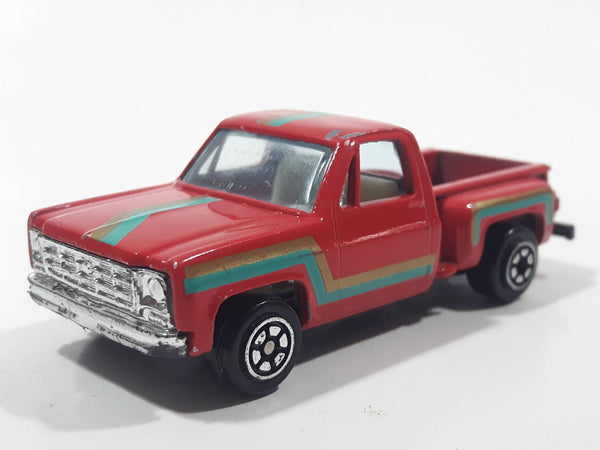 1980s Yatming Chevy Stepside Red Pickup Truck No. 1601 Die Cast Toy Car Vehicle - Made in China