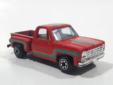 1980s Yatming Chevy Stepside Red Pickup Truck No. 1601 Die Cast Toy Car Vehicle - Made in China