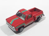 1980s Yatming Chevy Stepside Red Pickup Truck No. 1601 Die Cast Toy Car Vehicle - Made in China