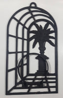 Cast Iron Palm Tree Themed 16 3/4" Tall Planter Flower Pot Holder Wall Hanging