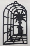 Cast Iron Palm Tree Themed 16 3/4" Tall Planter Flower Pot Holder Wall Hanging