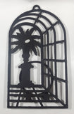 Cast Iron Palm Tree Themed 16 3/4" Tall Planter Flower Pot Holder Wall Hanging