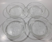 Set of 4 Bamboo Themed Clear Embossed Glass Bowl Dishes