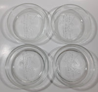 Set of 4 Bamboo Themed Clear Embossed Glass Bowl Dishes