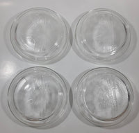 Set of 4 Bamboo Themed Clear Embossed Glass Bowl Dishes