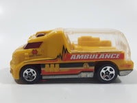 2010 Hot Wheels Rapid Response Ambulance Yellow Die Cast Toy Car Emergency Rescue Vehicle