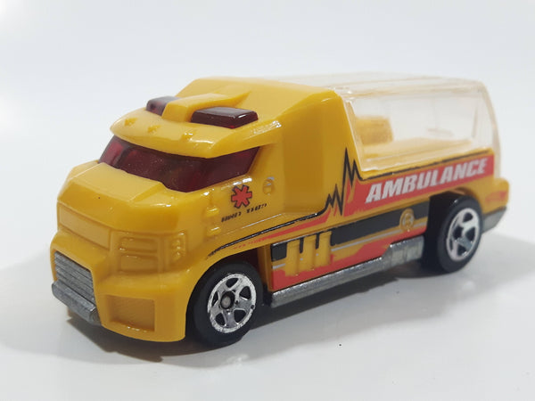 2010 Hot Wheels Rapid Response Ambulance Yellow Die Cast Toy Car Emergency Rescue Vehicle