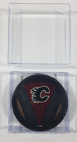 Calgary Flames NHL Ice Hockey Team Thin Puck Shaped Drink Coasters with Different Logos in Clear Case