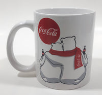 Enjoy Coca Cola Two Polar Bears Cuddling White 3 3/4" Tall Ceramic Coffee Mug Cup