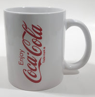 Enjoy Coca Cola Two Polar Bears Cuddling White 3 3/4" Tall Ceramic Coffee Mug Cup