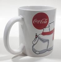 Enjoy Coca Cola Two Polar Bears Cuddling White 3 3/4" Tall Ceramic Coffee Mug Cup