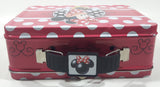 2013 Tin Box Co. Disney Minnie Mouse Pink and White Polka Dot Embossed Tin Metal Lunch Box