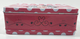 2013 Tin Box Co. Disney Minnie Mouse Pink and White Polka Dot Embossed Tin Metal Lunch Box