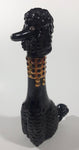 Vintage Black Poodle Shaped 9" Tall Cork Top Lid Pottery Decanter Bottle