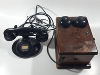 Antique 1935 Western Electric Black Telephone Phone and Wood Ringer Box Made in USA