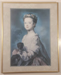 Vintage George Knapton (1698-1778) Framed Pastel Portrait Print of Charlotte Boyle (Devonshire Collection) 14" x 17"