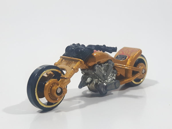 2003 Hot Wheels Blast Lane Motorcycle Gold Die Cast Toy Motorbike Vehicle