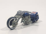 2001 Hot Wheels Blast Lane Motorcycle Dark Blue Die Cast Toy Motorbike Vehicle