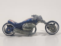 2001 Hot Wheels Blast Lane Motorcycle Dark Blue Die Cast Toy Motorbike Vehicle