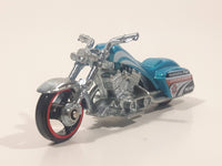 2012 Hot Wheels City Works Bad Bagger Motorcycle Dark Blue Metallic Teal Die Cast Toy Motorbike Vehicle