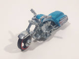 2012 Hot Wheels City Works Bad Bagger Motorcycle Dark Blue Metallic Teal Die Cast Toy Motorbike Vehicle