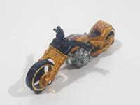 2003 Hot Wheels Blast Lane Motorcycle Gold Die Cast Toy Motorbike Vehicle