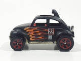 2002 Hot Wheels Baja Bug Volkswagen VW Beetle Matte Black w/ Flames Die Cast Toy Car Vehicle