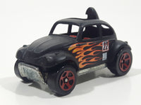 2002 Hot Wheels Baja Bug Volkswagen VW Beetle Matte Black w/ Flames Die Cast Toy Car Vehicle