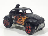 2002 Hot Wheels Baja Bug Volkswagen VW Beetle Matte Black w/ Flames Die Cast Toy Car Vehicle