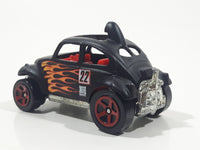 2002 Hot Wheels Baja Bug Volkswagen VW Beetle Matte Black w/ Flames Die Cast Toy Car Vehicle