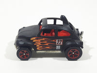 2002 Hot Wheels Baja Bug Volkswagen VW Beetle Matte Black w/ Flames Die Cast Toy Car Vehicle