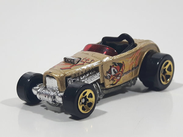 2000 Hot Wheels First Editions Deuce Roadster Gold Die Cast Toy Hot Rod Car Vehicle