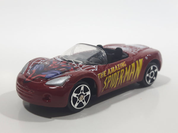 2002 Maisto Marvel The Amazing Spider-Man Plymouth Pronto Spyder Convertible Dark Red Die Cast Toy Car Vehicle