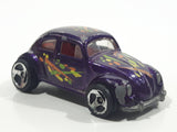 1997 Hot Wheels 1953-57 Volkswagen VW Bug Purple Die Cast Toy Car Vehicle 3 Spoke Wheels Version